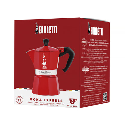 Bialetti Moka Express, sarkana moka kanna (3 tasēm)